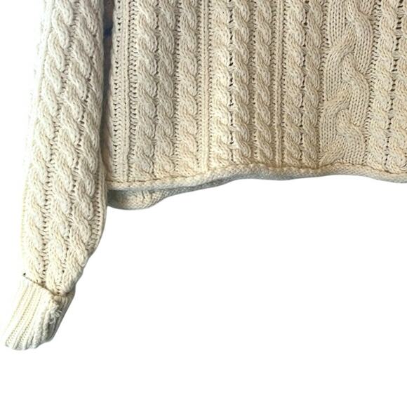 AQUA Ladies Cream Chalk Cableknit Cropped Sweater, Size Large, NWT! - Picture 4 of 4